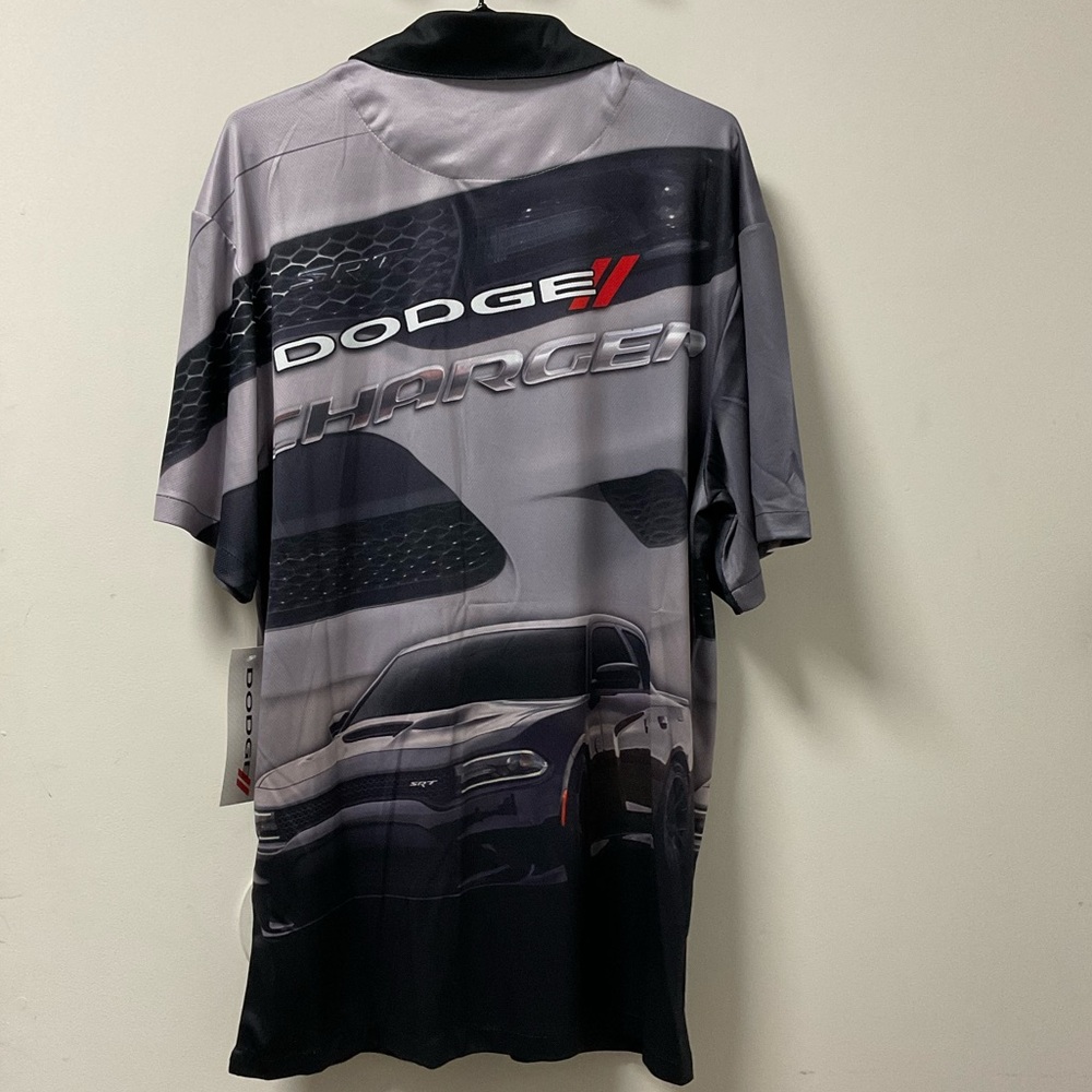 “Dodge Charger” David Carey Black & Gray Collared Button Down Dry Wick Shirt! - Picture 8 of 12